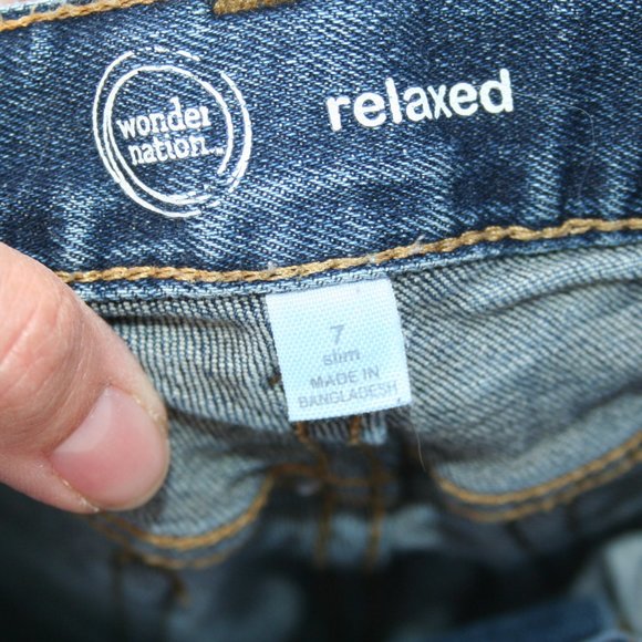 BOYS 7 SLIM WAIST BLUE JEANS RELAXED FIT NICE CONDITION POCKETS ADJUSTABLE WAIST - Picture 8 of 16